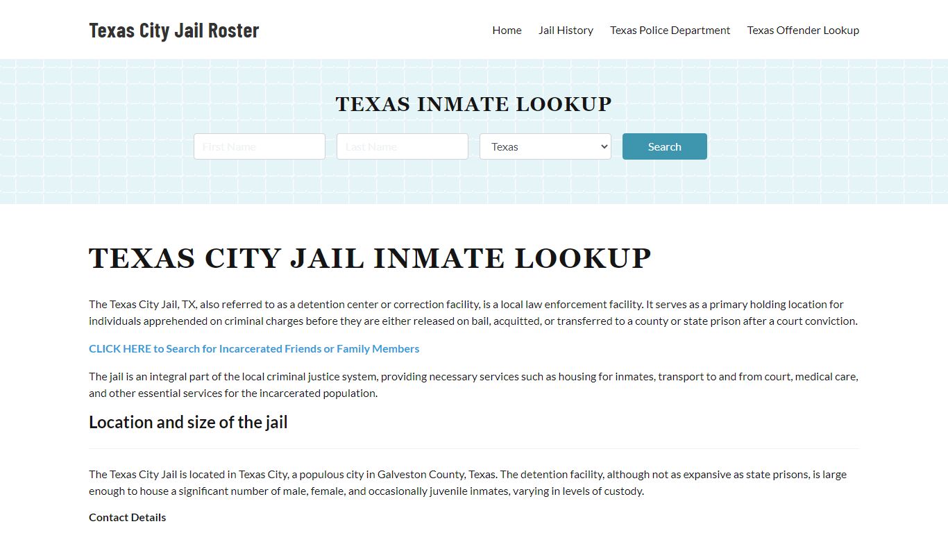 Texas City Jail, TX Inmate Search, Jail Roster, Bookings